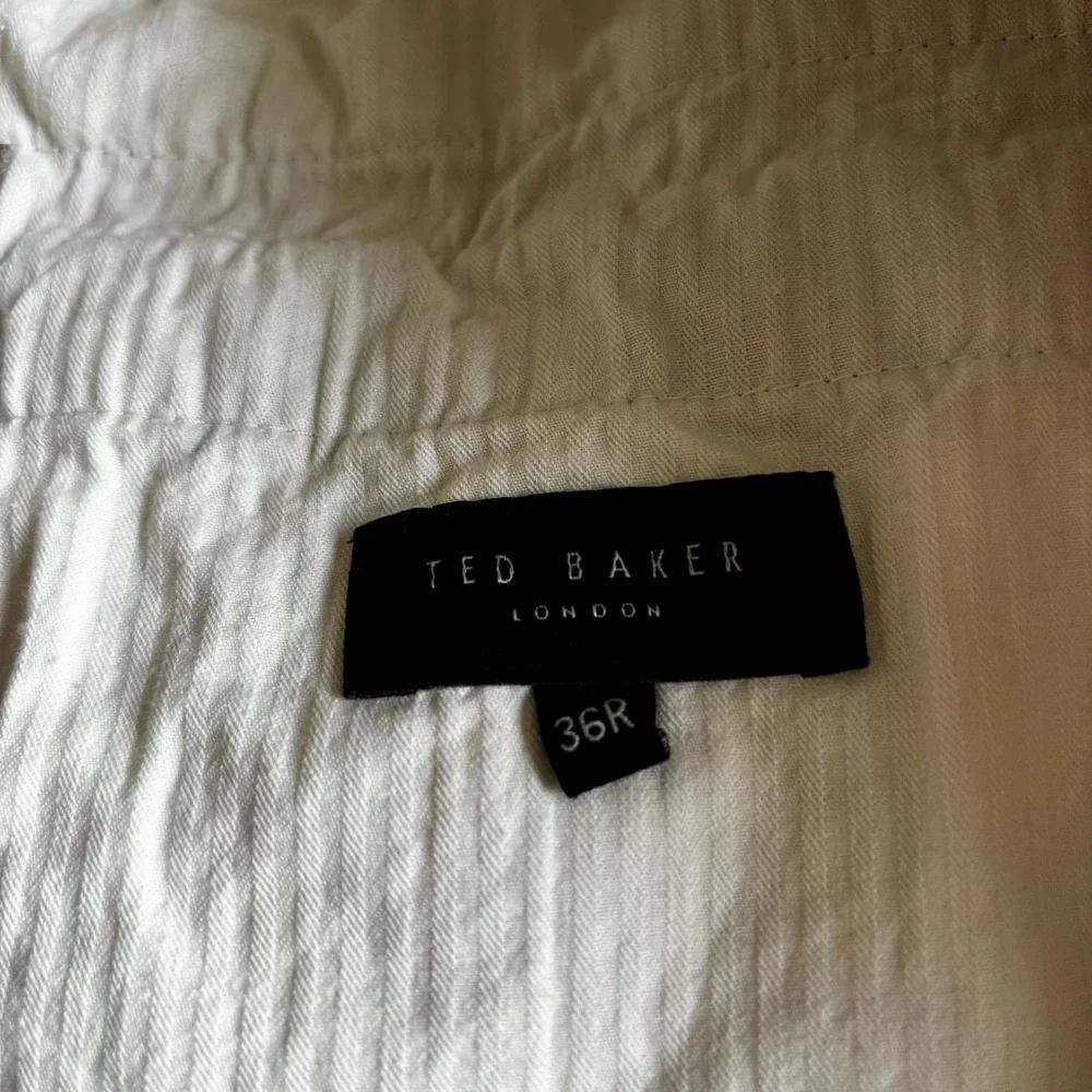 Ted‎ Baker Men’s Sz 36 Chino Linen Cotton Blend Tan Flat Front Shorts 9”